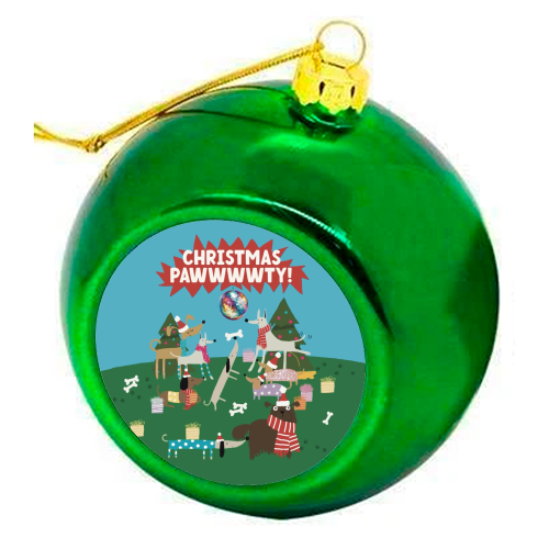 Christmas Pawty Dogs - colourful christmas bauble by Giddy Kipper