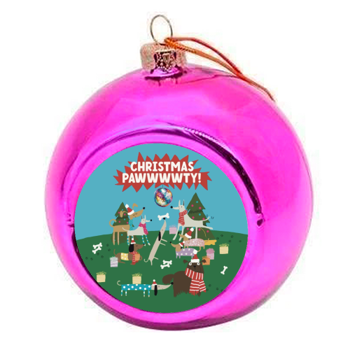 Christmas Pawty Dogs - colourful christmas bauble by Giddy Kipper