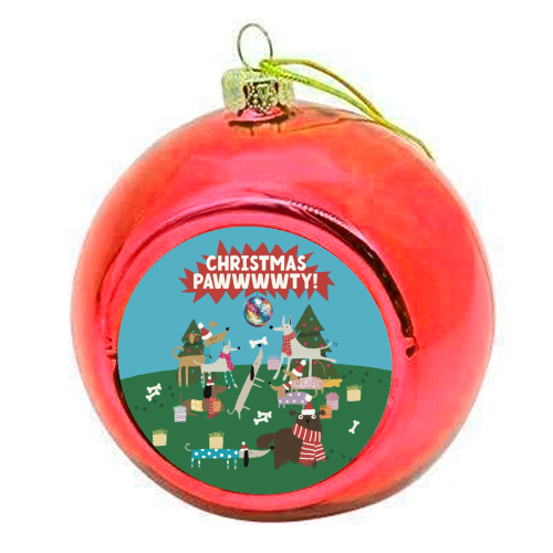 Christmas Pawty Dogs - colourful christmas bauble by Giddy Kipper