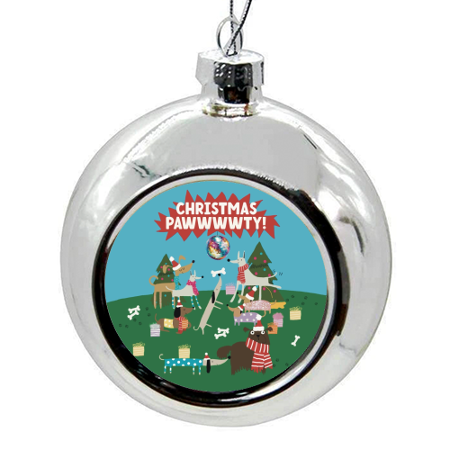 Christmas Pawty Dogs - colourful christmas bauble by Giddy Kipper