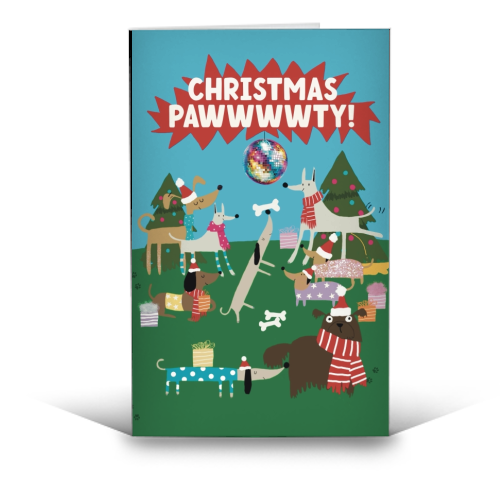 Christmas Pawty Dogs - funny greeting card by Giddy Kipper