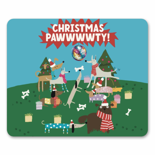 Christmas Pawty Dogs - mouse mat by Giddy Kipper