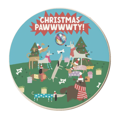 Christmas Pawty Dogs - personalised beer coaster by Giddy Kipper