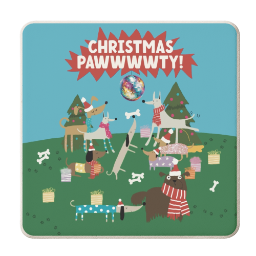Christmas Pawty Dogs - personalised beer coaster by Giddy Kipper