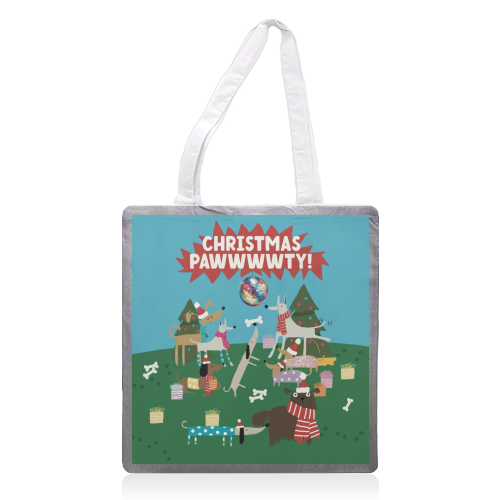Christmas Pawty Dogs - printed canvas tote bag by Giddy Kipper