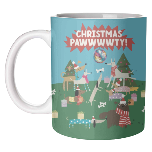 Christmas Pawty Dogs - unique mug by Giddy Kipper