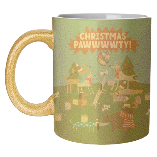 Christmas Pawty Dogs - unique mug by Giddy Kipper