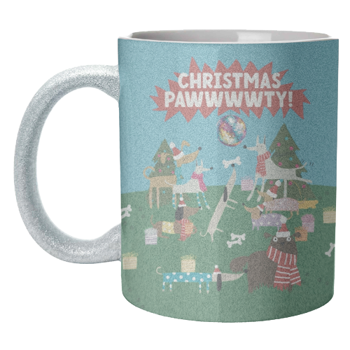 Christmas Pawty Dogs - unique mug by Giddy Kipper