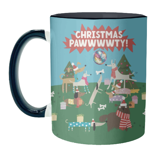 Christmas Pawty Dogs - unique mug by Giddy Kipper