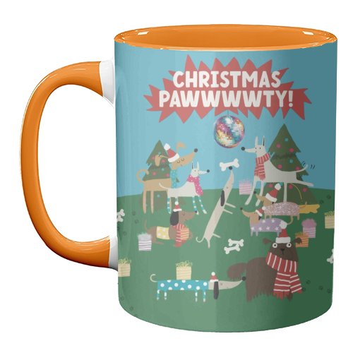 Christmas Pawty Dogs - unique mug by Giddy Kipper