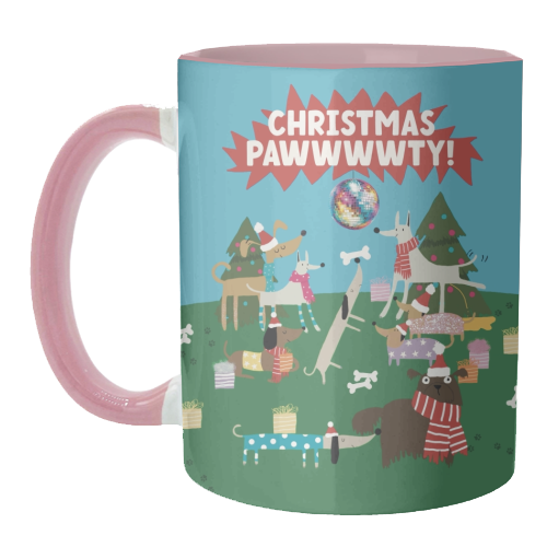 Christmas Pawty Dogs - unique mug by Giddy Kipper
