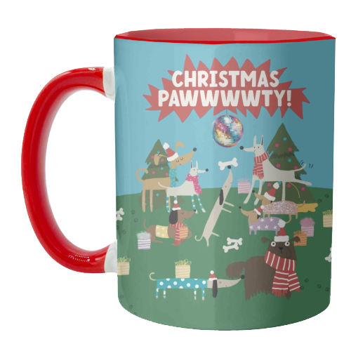 Christmas Pawty Dogs - unique mug by Giddy Kipper