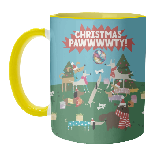Christmas Pawty Dogs - unique mug by Giddy Kipper