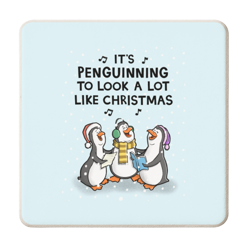 Christmas Penguin Pun - personalised beer coaster by Carl Batterbee