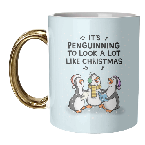 Christmas Penguin Pun - unique mug by Carl Batterbee