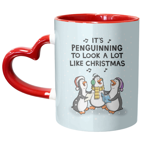 Christmas Penguin Pun - unique mug by Carl Batterbee