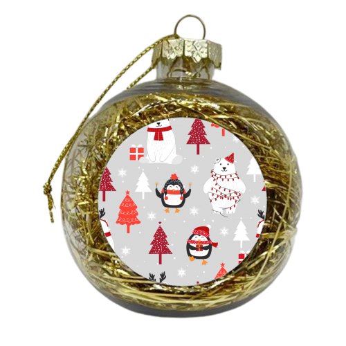 Christmas penguins and polar bears - xmas bauble by haris kavalla