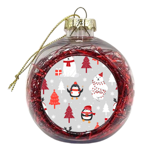 Christmas penguins and polar bears - xmas bauble by haris kavalla