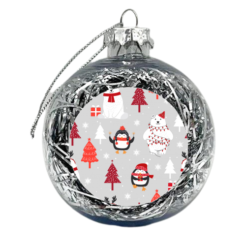Christmas penguins and polar bears - xmas bauble by haris kavalla