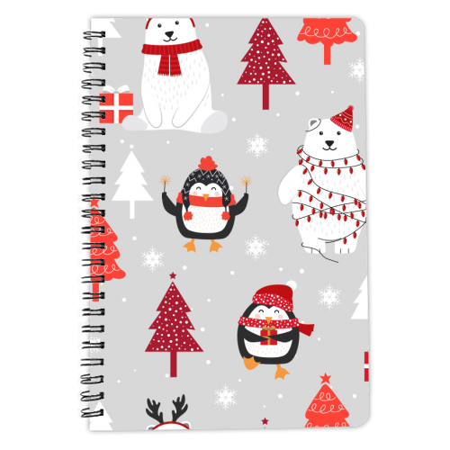 Christmas penguins and polar bears - personalised A4, A5, A6 notebook by haris kavalla