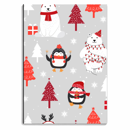 Christmas penguins and polar bears - personalised A4, A5, A6 notebook by haris kavalla
