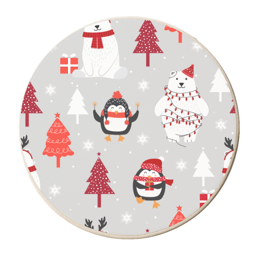 Christmas penguins and polar bears - personalised beer coaster by haris kavalla
