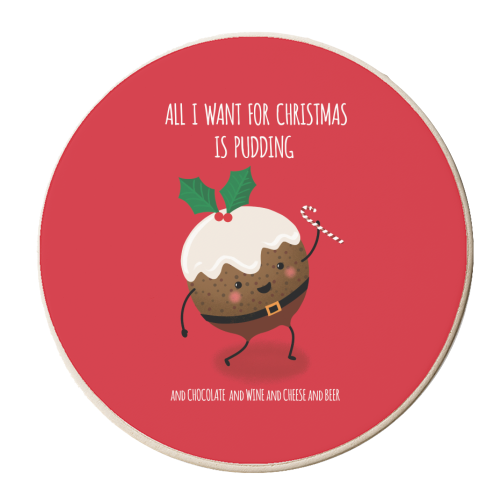 Christmas Pudding - personalised beer coaster by Mandy Kippax
