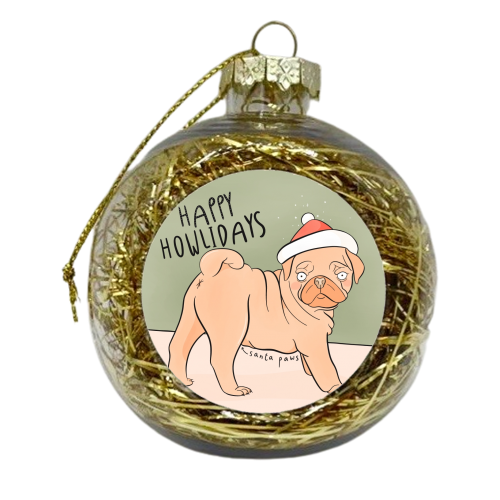 Christmas Pug - xmas bauble by Alice Palazon