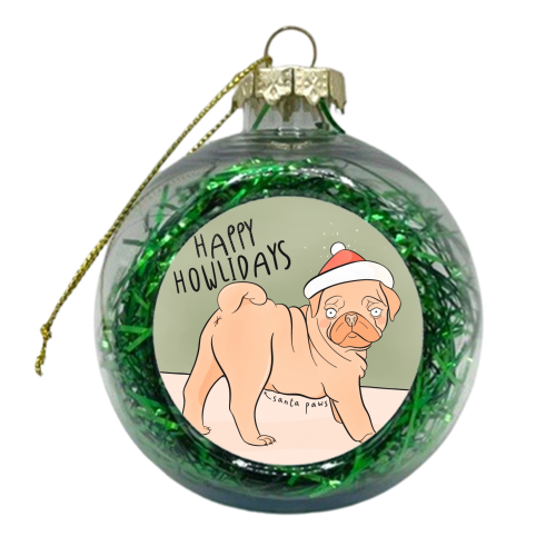 Christmas Pug - xmas bauble by Alice Palazon