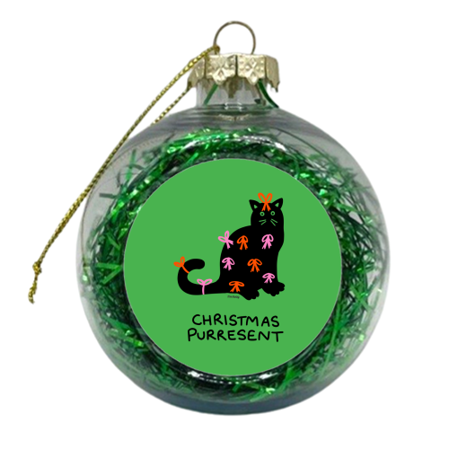 Christmas Purresent Cat - xmas bauble by Lucy Elliott