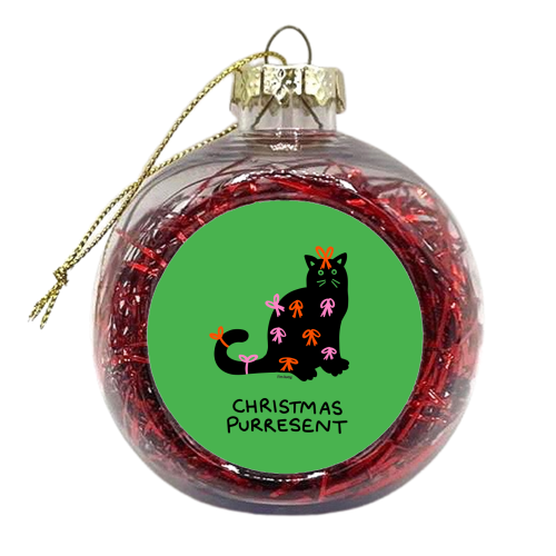 Christmas Purresent Cat - xmas bauble by Lucy Elliott