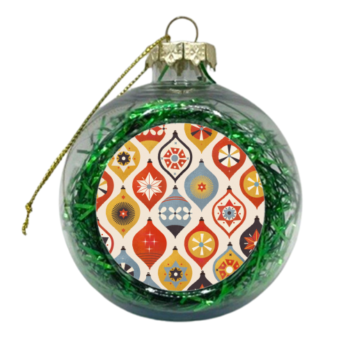 Christmas Retro Baubles Pattern - xmas bauble by Ania Wieclaw