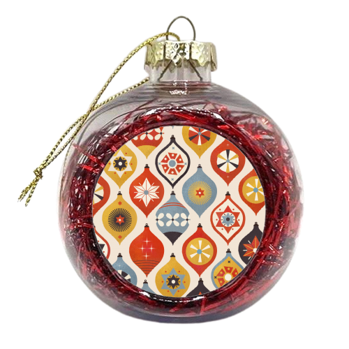 Christmas Retro Baubles Pattern - xmas bauble by Ania Wieclaw