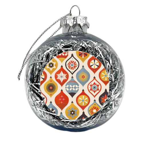 Christmas Retro Baubles Pattern - xmas bauble by Ania Wieclaw