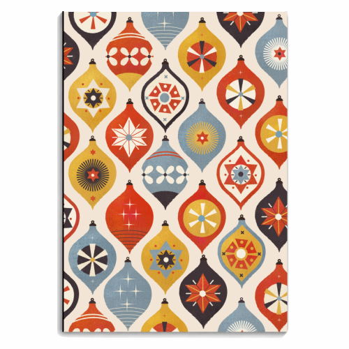 Christmas Retro Baubles Pattern - personalised A4, A5, A6 notebook by Ania Wieclaw