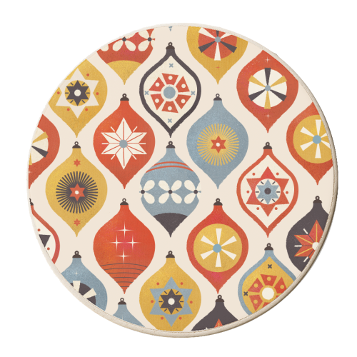 Christmas Retro Baubles Pattern - personalised beer coaster by Ania Wieclaw