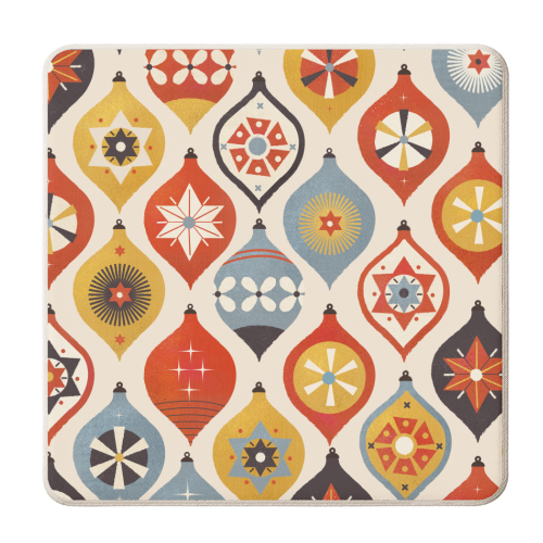 Christmas Retro Baubles Pattern - personalised beer coaster by Ania Wieclaw