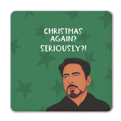 Christmas: Robert Downey Jr Meme - personalised beer coaster by Giddy Kipper