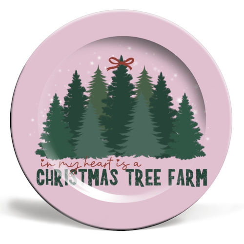 Taylor's Christmas Tree Farm - ceramic dinner plate by Giddy Kipper