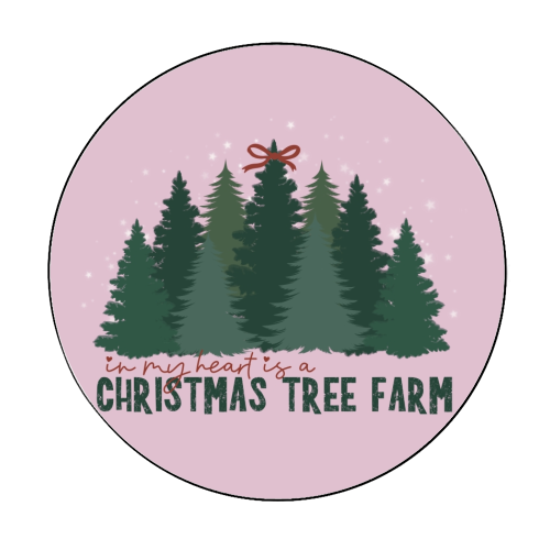 Taylor's Christmas Tree Farm - Circle Sticker by Giddy Kipper