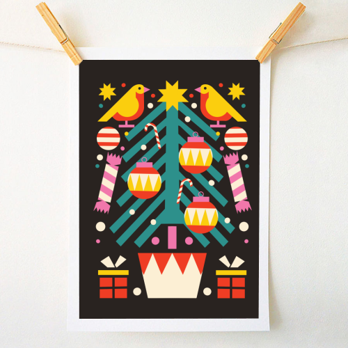 Christmas Tree Geometric Design - A1 - A4 art print by AbiGoLucky