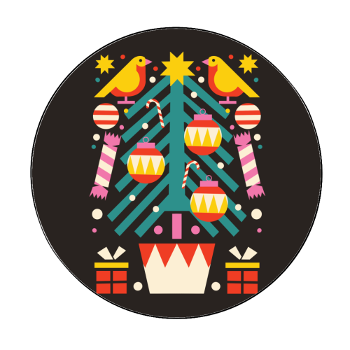 Christmas Tree Geometric Design - Circle Sticker by AbiGoLucky