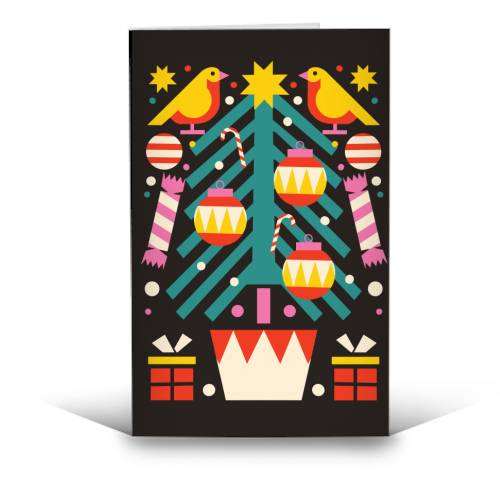 Christmas Tree Geometric Design - funny greeting card by AbiGoLucky