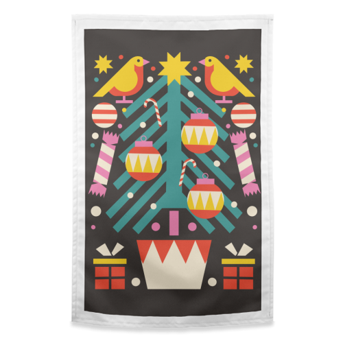 Christmas Tree Geometric Design - funny tea towel by AbiGoLucky