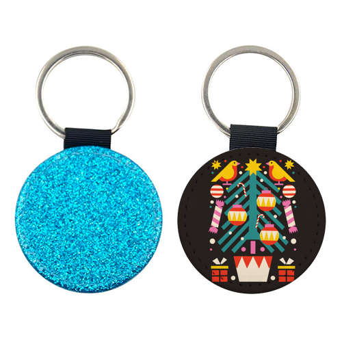 Christmas Tree Geometric Design - keyring by AbiGoLucky