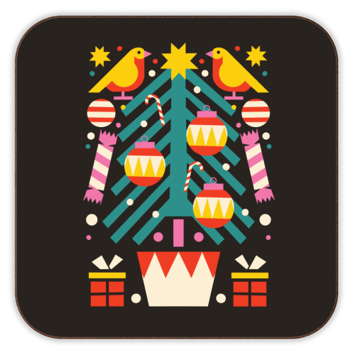 Christmas Tree Geometric Design - personalised beer coaster by AbiGoLucky