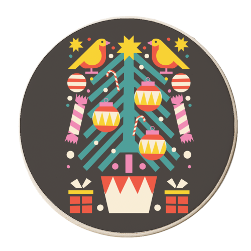 Christmas Tree Geometric Design - personalised beer coaster by AbiGoLucky