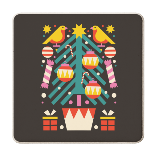 Christmas Tree Geometric Design - personalised beer coaster by AbiGoLucky