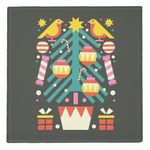 Christmas Tree Geometric Design - personalised beer coaster by AbiGoLucky