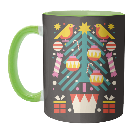Christmas Tree Geometric Design - unique mug by AbiGoLucky